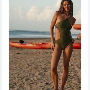 nwt FREE PEOPLE ALIA BLUE selena one piece swimsuit L large
